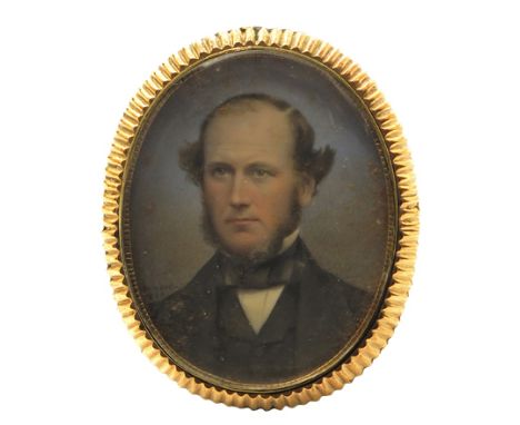 λ Wasse c.1861 Portrait miniature of a gentleman, head and shoulders Signed and dated 1861, gilt metal frame with hair back 4