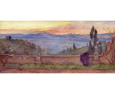 Matthew R. Corbet A.R.A. (1850-1902) Val D’Arno Watercolour, mounted, unframed 17 x 37cm; 6¾ x 14½in ++Some light foxing in s