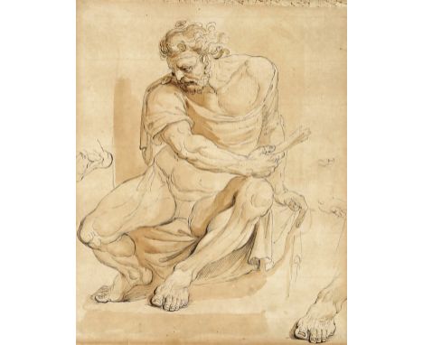 Italian School 18th Century Seated figure, possibly Sampson Pen, ink and wash 21 x 17.5cm; 8¼ x 7in ++Paper discoloured, some