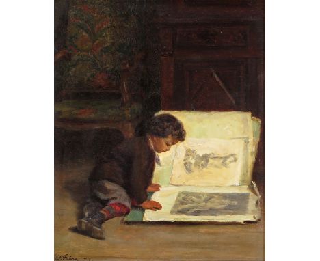 Pierre Edouard Frère (French 1819-1886) The Connoiseur Signed and dated 79 Oil on panel 25.5 x 2.5cm; 11 x 8in ++Vertical cen