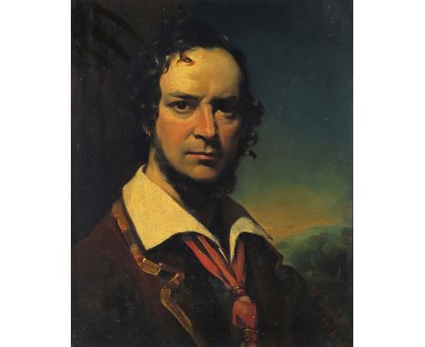 William Daniels (1813-1880) Self portrait as a brigand Signed and dated 1850 Oil on canvas 57 x 48cm; 22½ x 19in