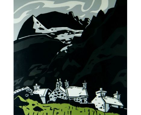 SIR KYFFIN WILLIAMS RA limited edition (38/100) linocut - entitled 'Gwastadnant', signed, 55 x 54cmsthere is some foxing to t