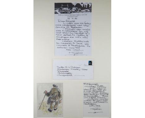SIR KYFFIN WILLIAMS two original letters - one to the Welsh poet R S Thomas, this letter was written eleven days before the p