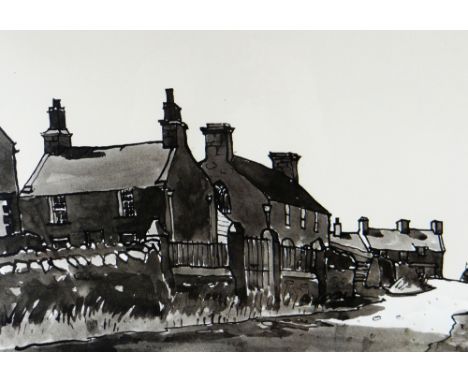 SIR KYFFIN WILLIAMS RA artist proof (V/XV) colourwash print - chapel and houses in Carmel, North Wales, signed with initials,