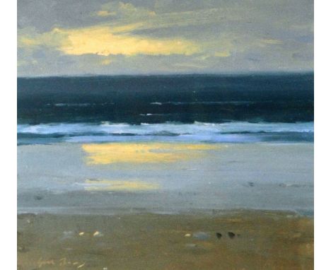 GARETH THOMAS oil on card - entitled verso 'Evening Light', signed, 19 x 20cms