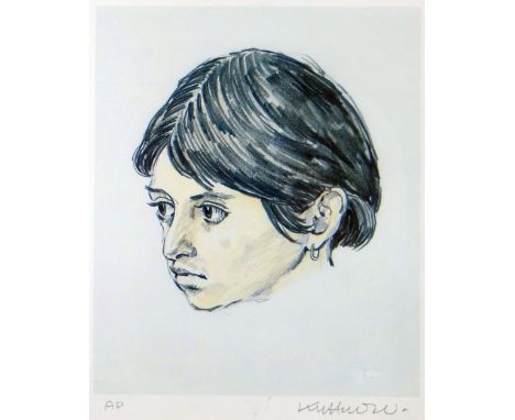 SIR KYFFIN WILLIAMS RA artist proof print - head study of Norma Lopez, signed in full, 28 x 24cms Provenance: consigned by Ys