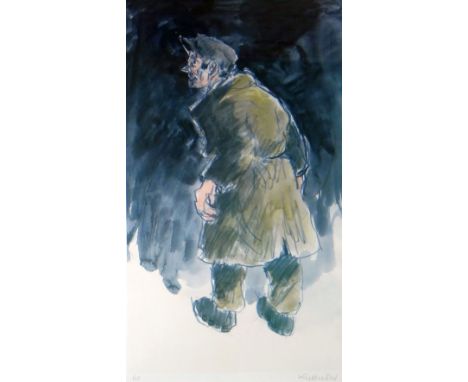 SIR KYFFIN WILLIAMS RA artist proof coloured print - farmer, signed in full and with original Albany gallery label verso, 58 
