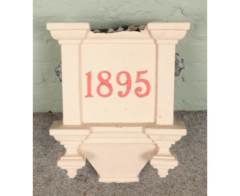 A Victorian painted cast iron drain hopper, dated 1895.  