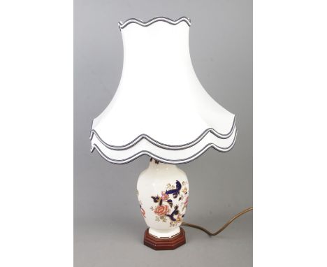 A Mason's ceramic lamp decorated in the Mandalay pattern.  