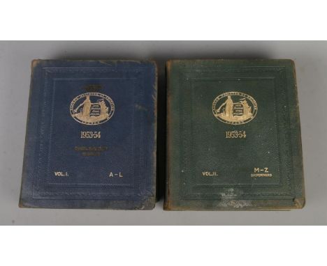 Lloyd's Register of Shipping, 1953-54, United with the British Corporation Register. Two Volumes; A-L and M-Z.  Some scraping