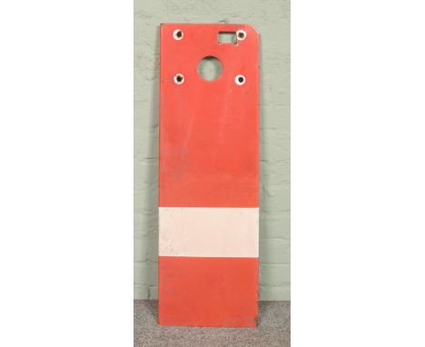 A painted enamel home signal arm marked for BR (British Railway). Length 92cm.  