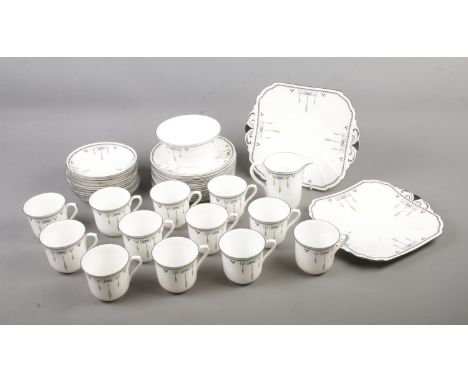 An Art Nouveau Shelley tea service (pattern number 11324) to include cups, milk jug, cake plate, etc. Approx. 40 pieces.  