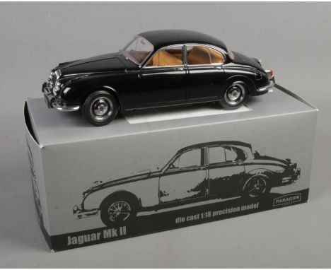 A boxed Paragon Models 1/18 scale Daimler 250 V8 250. Boxed not matching. The box is for a Jaguar Mk II.  