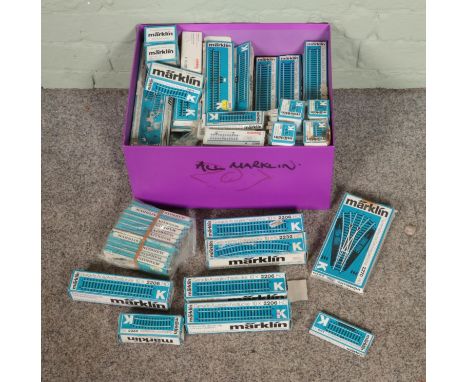 A good collection of boxed Marklin OO Gauge model railway track to include 2235, 2204, 2232, 2270, etc.  