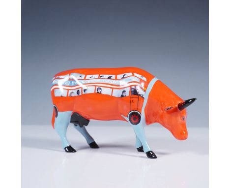 CowParade figurine titled CowBus, designed by artist Annabel Church Smith for the London CowParade and sponsored by The Go-Ah