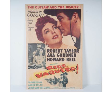 Original MGM promotional movie poster for the 1953 Western film Ride Vaquero! starring Robert Taylor, Ava Gardner, and Howard