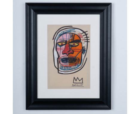 Striking drawing on ivory paper made with bold color markers, ink pen, and white gouache attributed to Neo-Pop Expressionist 
