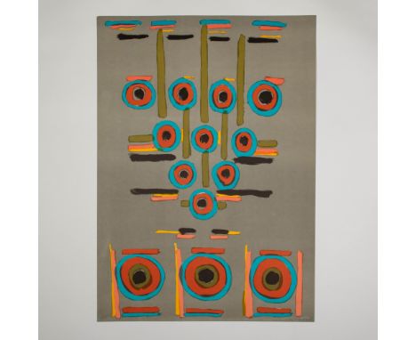 Original color screenprint on laid paper entitled Clocks of Time by American Abstract Expressionist artist Betty Parsons. She