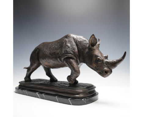 A limited edition bronze sculpture titled Indomitable (Rhino) by renowned marine life artist Wyland (American, b. 1956), know