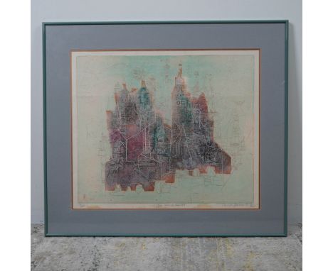 This etching and aquatint on paper by Japanese artist Shoichi Hasegawa, titled Castle in Fog (Chateau dans le Brouillard), wa
