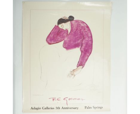 A striking exhibition poster from the Adagio Galleries' 5th Anniversary in Palm Springs, featuring the work of renowned Nativ