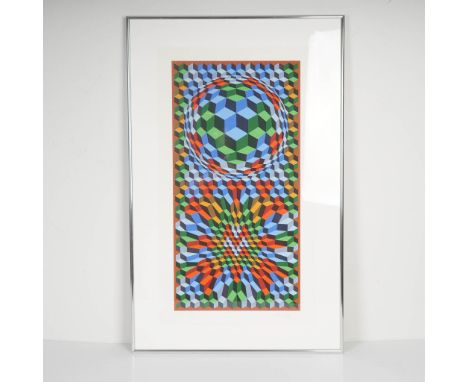 Original limited edition serigraph on paper titled Aix-MC by Victor Vasarely, renowned for his pioneering work in the Op Art 