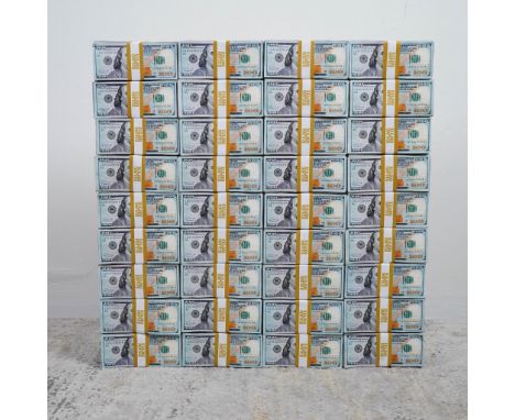 Cash Block Making Dreams Happen is a striking mixed media sculpture made of paper and epoxy by contemporary artist Paul Nagy,