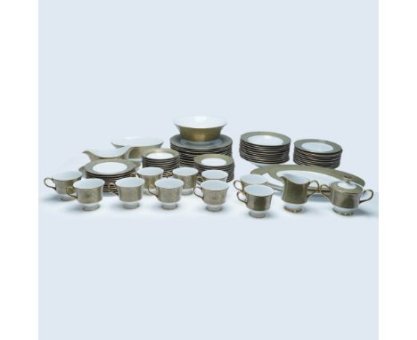 Elegant Sango Versailles 3632 china set made in Japan, featuring service for 10 with additional bonus pieces. The set include