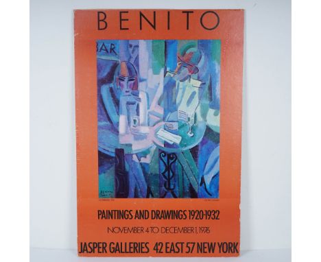 Original 1976 exhibition poster for the retrospective Benito: Paintings and Drawings 1920-1932, held at Jasper Galleries, 42 