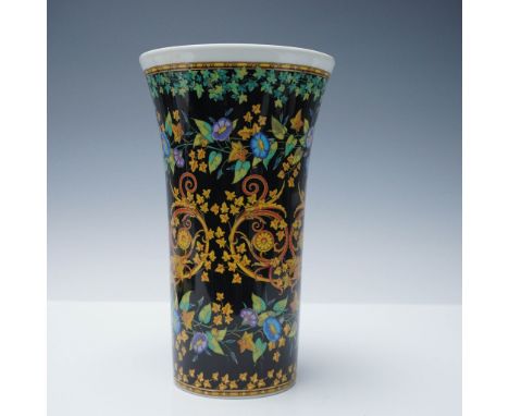 Rosenthal Studio-Line porcelain vase designed in collaboration with Versace, featuring the opulent Gold Ivy pattern. This stu