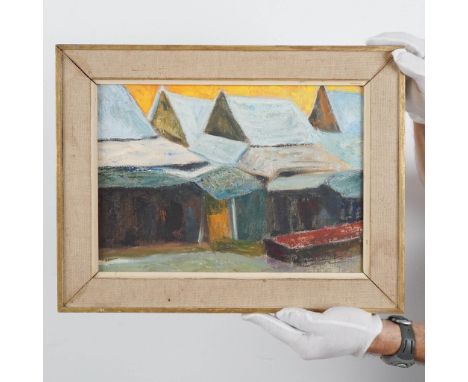 Original painting by Annette Krauss Rose, a renowned 20th-century artist from Palm Beach, Florida. This abstract work depicts