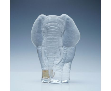 This Royal Krona Sweden crystal elephant figurine, designed by renowned glass artist Mats Jonasson, captures the majestic pre