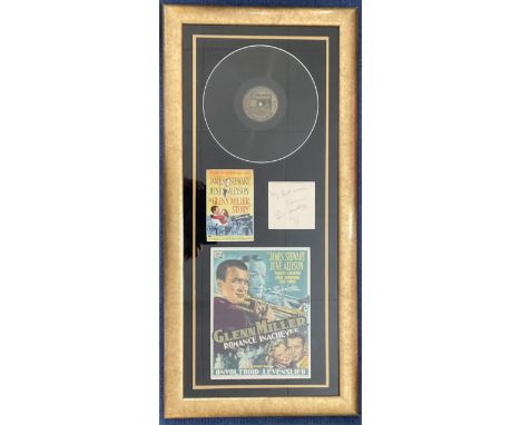 Louis Armstrong 34x16 mounted and framed signature piece includes signed album page, vintage Brunswick vinyl record Basin Str