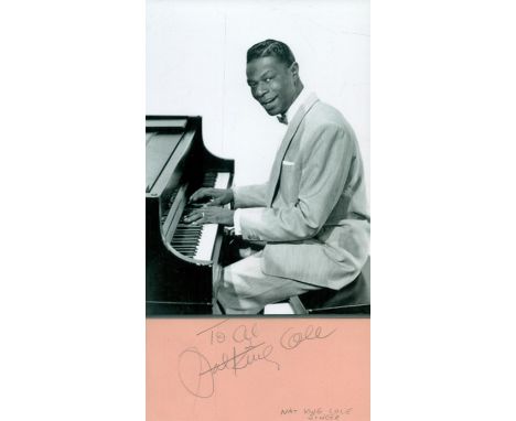 Nat King Cole American Singer Signed Vintage Page With Photo. Good condition. All autographs are genuine hand signed and come
