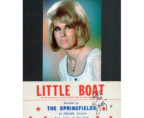 Dusty Springfield Singer Signed Vintage Cut Sheet Music 'Little Boat' With Photo. Good condition. All autographs are genuine 