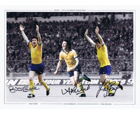 Football Autographed Arsenal 1979 Montage Edition: Colorized, Measuring 16 X 12 Depicting A Montage Of Images Relating To Ars
