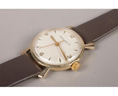 A gents 9ct gold Jaegre Le Coutre manual wristwatch.  Running.