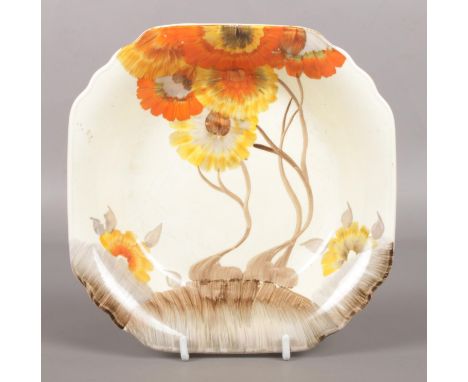An A.J. Wilkinson Clarice Cliff octagonal bowl in the Rhodanthe design. Diameter 19cm.  Good condition.