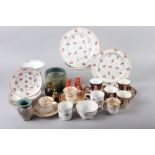 A pair of late 19th century Imari decorated trios and a collection of other floral decorated