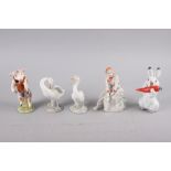 A Beswick model of a pig, "Richard", 5 1/4" high, a Russian figure of an ice skater, 5" high, two