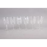 Six Waterford glass "Lismore" pattern goblets, 7" high