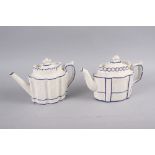 A Castleford teapot with classical figure decoration, 6 1/4" high, and another similar with floral
