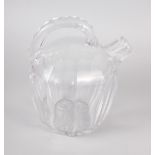 A Baccarat cut glass vase, on square base, 9" high (chips to base), a crackle glass and gilt water