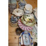 A Wedgwood "Sarah's Garden" pattern jug, 12 1/2" high, a Victorian cranberry glass table centre,