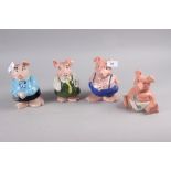 Four Wade NatWest piggy banks, tallest 7" high