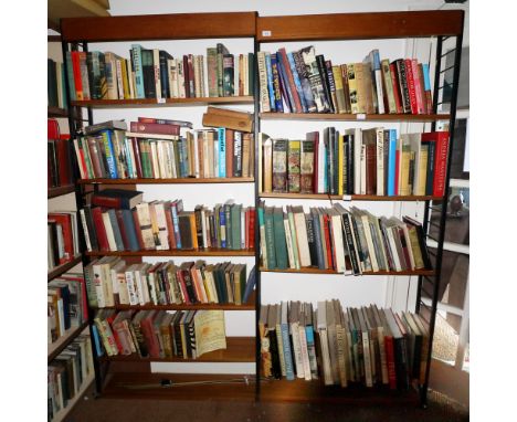 A range of 1960s ladder rack shelving, 72" wide x 9" deep x 79" high