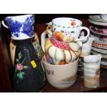 A pair of Austrian mantel vases, 8" high, a breakfast cup, plates and other items