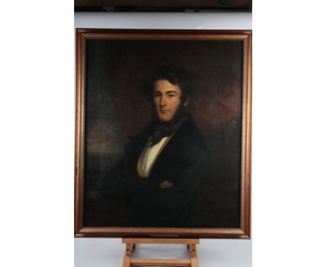 Winterhalter: a 19th century oil on canvas portrait of Thomas Wetter Jackson Esq JP, 29 1/2" x 20 1/2", in gilt frame (cleane