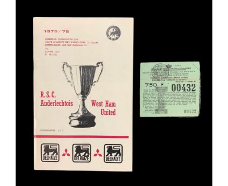 West Ham United, 1976 European Cup Winners Cup Final programme for R.S.C. Anderlecht vs West Ham United, excellent condition,