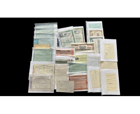 19th Century onwards World Rail Company cancelled Share Certificates, Debentures, etc., with Americas, Europe, etc. Loose ite